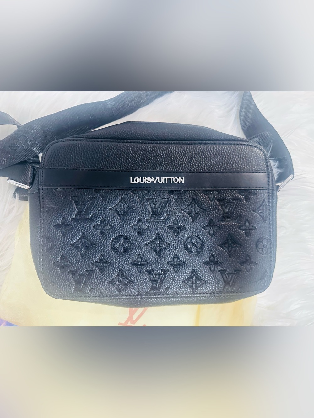 Louis Vuitton Black Monogram Embossed Crossbody Belt Bag
